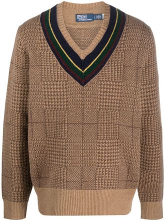 Polo Ralph Lauren Glen plaid check-pattern wool jumper - men - Wool - L - Brown