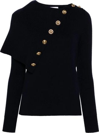Paco Rabanne Navy Merino Wol Trui Elegant - Dames - Ronde hals truien - Blauw - M - Wol - Truien & Vesten