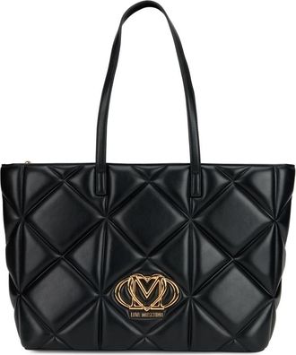 Love Moschino Gewatteerde Tote Bag met Logo - Dames - Shoppers - Zwart - ONE Size - Polyester - Tassen