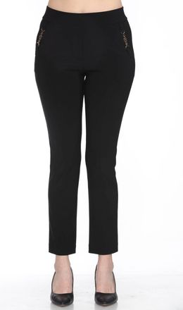 Joseph Ribkoff Chain Link Detail Slim Ankle Pant In Black