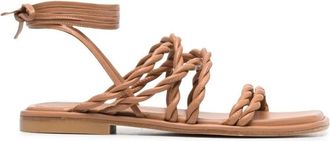 Stuart Weitzman Calypso Lace-Up - Dames - Sandalen - Beige - 36 EU - Leer - Schoenen