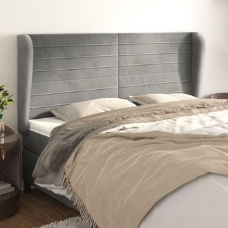 vidaXL Cabecero Con Orejas De Terciopelo Gris Claro 163x23x118/128 Cm Vidaxl