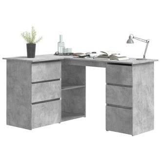 Berkfield Home Durable Corner Desk Concrete Grey 145x100x76 cm Engineered Wood | Size: 145 x 100 x 76 cm