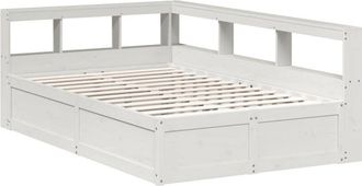 vidaXL Bookcase Bed without Mattress White 140x190cm Solid Wood Pine Vidaxl