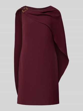 Lauren Ralph Lauren Tailliertes Cocktailkleid mit Umhang in Dunkelrot, Gr&ouml;&szlig;e 34