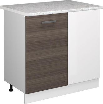Vicco Mueble Esquinero Universal R-line, Gris, 86 Cm Con Puerta, Con Encimera