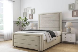 Comfort Beds Anna Plush Bed Frame With Mattress-50 Upholstered in Cream | Size: Small Double