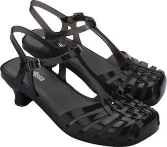 Melissa Vixen Slingback Kitten Heel Sandal in Clear Black at Nordstrom, Size 10