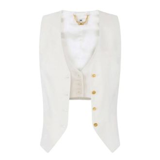 Elisabetta Franchi Vests, female, Beige, Size: M Gilet