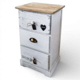 No Brand Mobile mobiletto bianco in legno con 3 cassetti 35x28xH56 cm