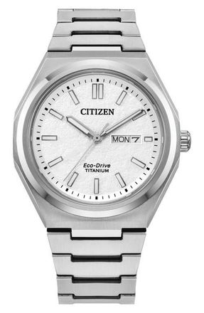 Citizen Zenshin Three-Hand Super Titanium Bracelet Watch, 39mm in Silver-Tone White at Nordstrom
