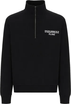 Dsquared2 Cropped High-Collar Zip Cotton Sweatshirt