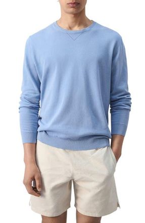 Mango Fine Knit Crewneck Cotton Sweater in China Blue at Nordstrom, Size X-Large