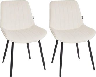 Beliani Conjunto De 2 Sillas De Terciopelo Patas De Acero Negro Sin Reposabrazos Comedor Beige Claro Dubrovnik