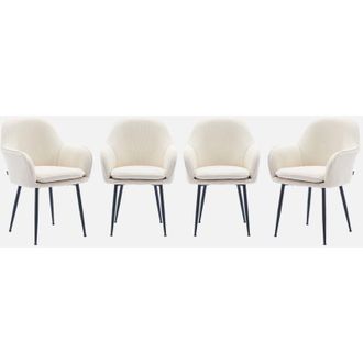Sweeek Sweeek - Set di 4 poltrone in velluto a coste con gambe in metallo nero opaco