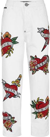 Philipp Plein Jeans Mom Fit Love - Dames - Loose Fit Jeans - Wit - W29 - Denim - Jeans