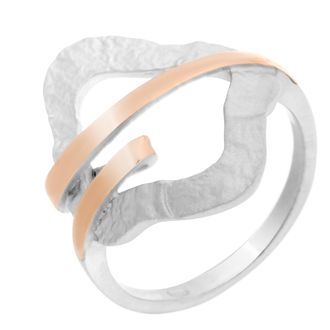 Orphelia WoMens 925 Sterling Silver Ring - Silver/Rose ZR-7207 - Silver & Rose Gold - Size L