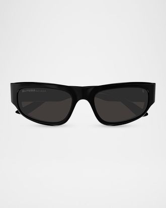 Balenciaga Men & apos;s Acetate and Bio Nylon Rectangle Sunglasses