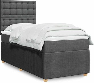 vidaXL Cama Box Spring Con Colch&oacute;n Tela Gris Oscuro 90x190 Cm Vidaxl