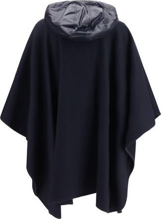 Moncler Womens Padded Wool Blend Cape Navy Coat
