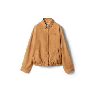 Miu Miu Waxed Suede Blouson Jacket, Woman, Honey, Size 36