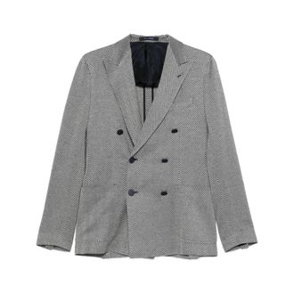 Tagliatore Blazers, male, Gray, Size: M Double-Breasted Blazer