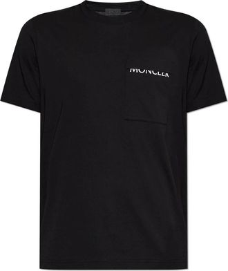 Moncler Tops, Heren, Zwart, XL, Katoen, Katoenen Jersey T-shirt met Borstzak