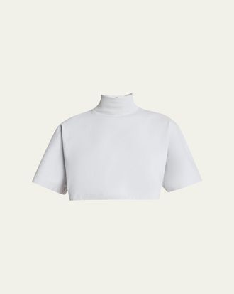 Alaia Turtleneck Short-Sleeve Crop T-Shirt