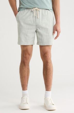 Marine Layer Saturday 6-Inch Drawstring Beach Shorts in Green Stripe at Nordstrom, Size Xx-Large