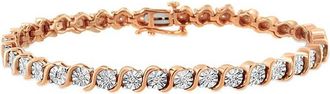 House of Brilliance Haus Of Brilliance 14K Rose Gold Over Silver 0.25 Ct. Tw. Diamond Link Bracelet