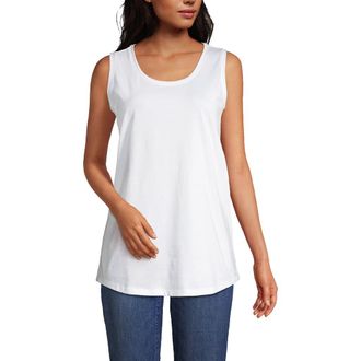 Lands End Supima Cotton Tunic Tank Top in White at Nordstrom, Size X-Large