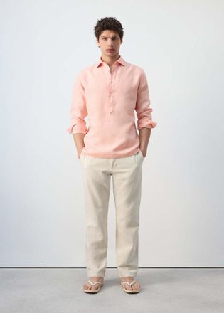 Mango Camicia regular fit 100% lino salmone - Uomo - XXL - MANGO MAN