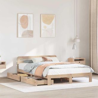 vidaXL vidaXL Giroletto senza Materasso 160x200 cm in Legno Massello di Pino