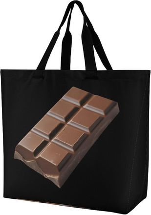 Generic Chocolate Bar Reusable Shopping Bags One Shoulder Grocery Tote Bag Waterproof Big Purse for Work Travel