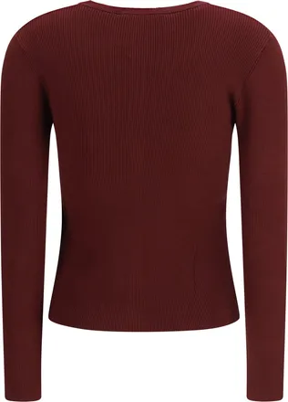Weekend by Max Mara Womens Ribbed Viscose Cardigan Berry Viscose; Polyester Sweater