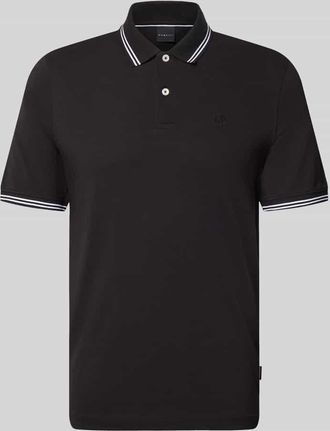 Bugatti Regular Fit Poloshirt mit Logo-Stitching in Black, Gr&ouml;&szlig;e XXXL