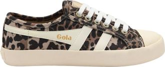Gola Womens Coaster Animal Print Trainer Sneaker In Tan/off White