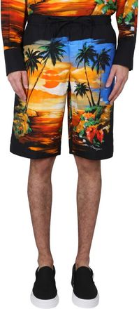 Dolce & Gabbana Bermuda Shorts With Hawaii Print-Uomo