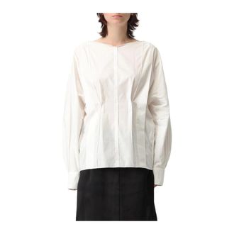 Khaite Pleated Cotton Poplin Blouse