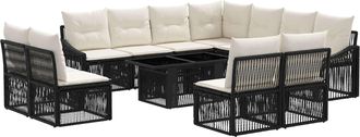 vidaXL Conjunto De Sof&aacute;s De Jard&iacute;n 12 Uds. Negro Y Blanco Crema Vidaxl