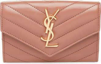 Saint Laurent Small Matelass&eacute; Leather Envelope Wallet in Barely Pink at Nordstrom
