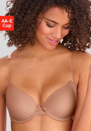 Lascana Schalen-BH LASCANA Ela, Damen, Gr. 70, Cup AA, braun (nougat), Microtouch, Obermaterial: 82% Polyamid (TACTEL), 18% Elasthan (LYCRA), Basic, BHs Schal