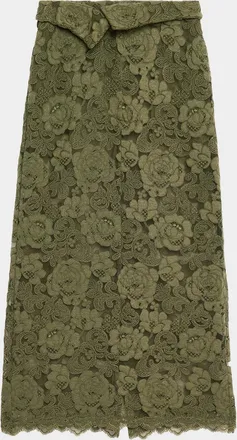 Simone Rocha Peeling Waist Lace Midi Skirt