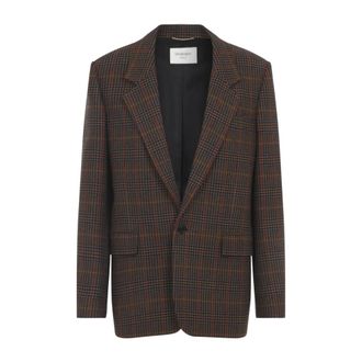 Saint Laurent Blazers, female, Brown, M, Brown Wool Jacket Stylish Design