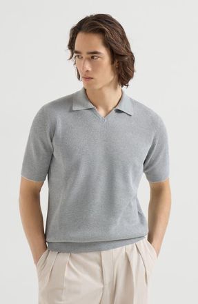 Brunello Cucinelli Cotton English rib knit polo in Grey at Nordstrom, Size 46 It