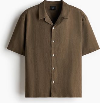 H&M Freizeithemd aus Leinengemisch in Relaxed Fit - Green
