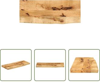 vidaXL Piano in legno - Piano Tavolo 80x20x2,5cm Bordi Vivi Legno Massello Mango Grezzo