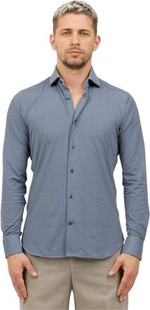 Caliban Kreukvrij technisch stof overhemd - Heren - Casual Overhemden - Blauw - 5XL - Overhemden