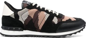 Valentino Garavani Camouflage Rockrunner low-top sneakers - men - Calf Leather/Rubber/Fabric/Fabric - 40.5 - Black