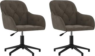 vidaXL Vidaxl - Sillas De Comedor Giratorias 2 Unidades Terciopelo Gris Oscuro